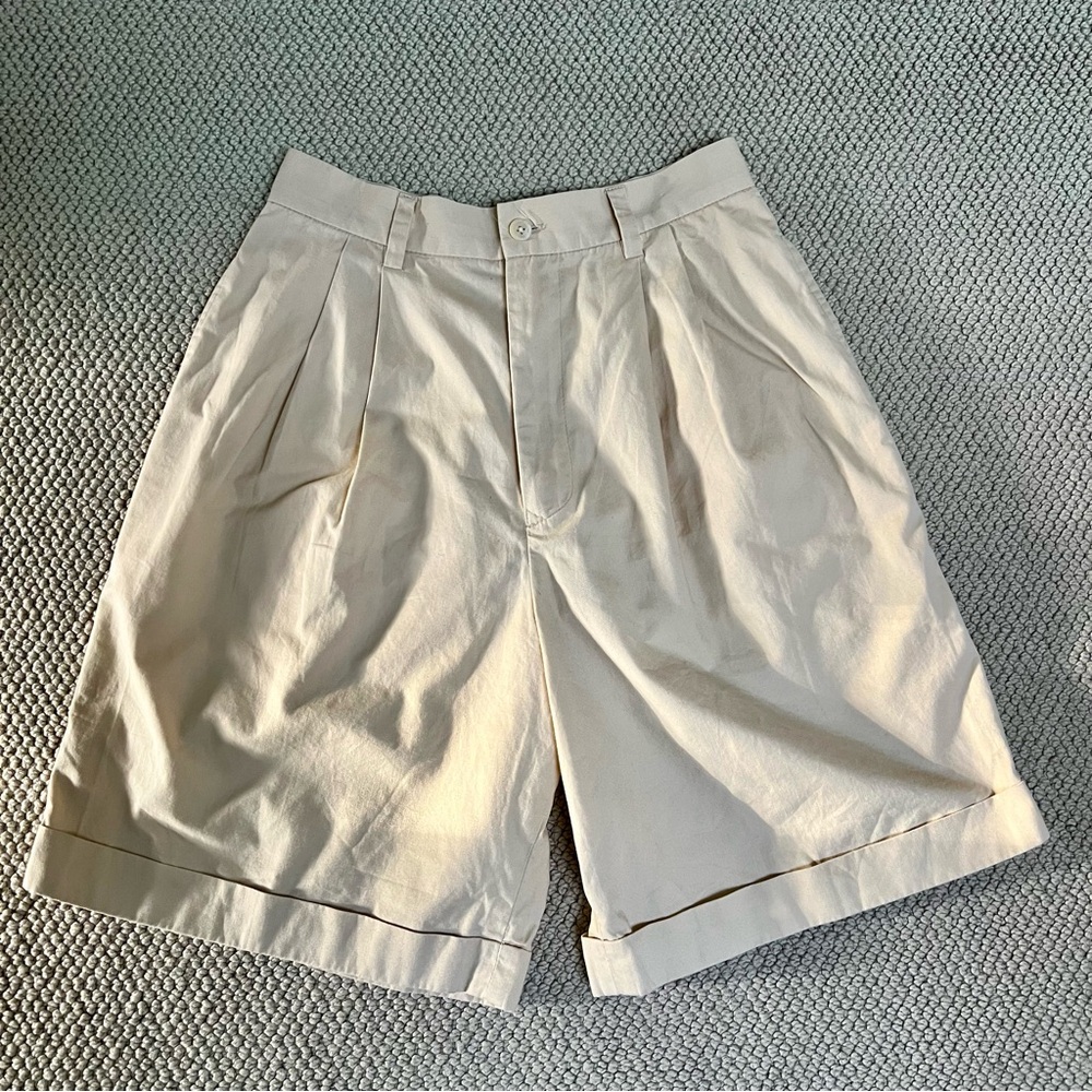 Ralph Lauren Beige High-Waist Pleated Shorts